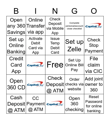Capital One Bingo Card