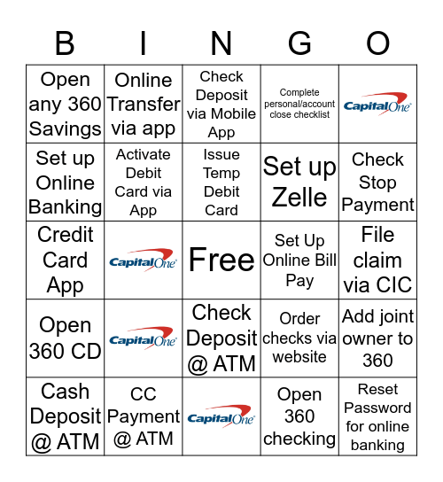 Capital One Bingo Card
