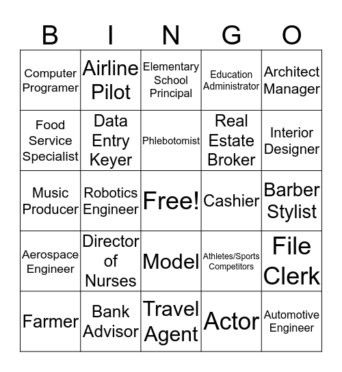 Career Bingo Card