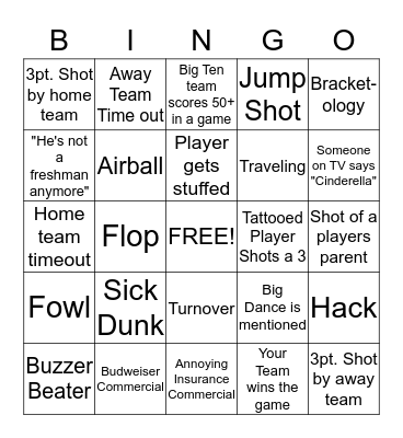 March Madness Bingo Card