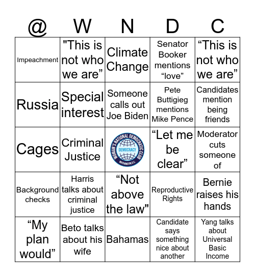 Democratic Candidate Debate - Sep 2019 Bingo Card