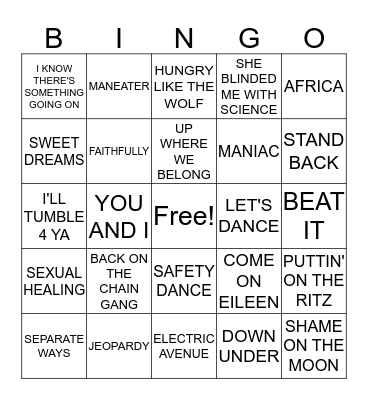 1983 Bingo Card