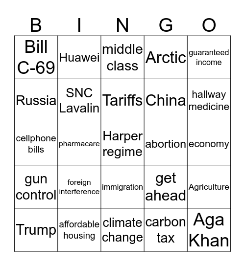 Debate Bingo Card