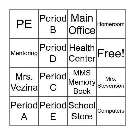 MMS Open House 2019! Bingo Card