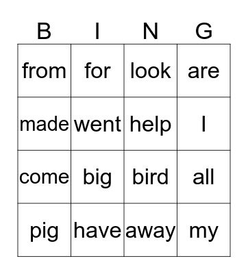 PRIMER Bingo Card