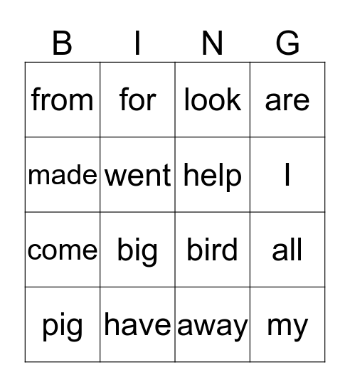 PRIMER Bingo Card