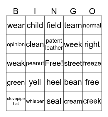 Vocabulary Review BINGO! Bingo Card