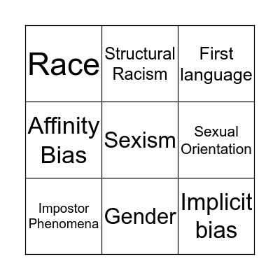Bias Bingo Card
