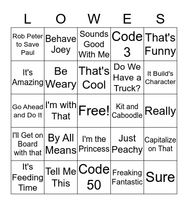 Management Sayings Bingo Card