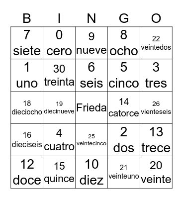 Zas Bingo Card