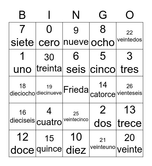 Zas Bingo Card