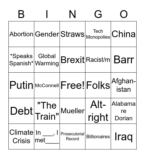 Dem Dabate Bingo Card