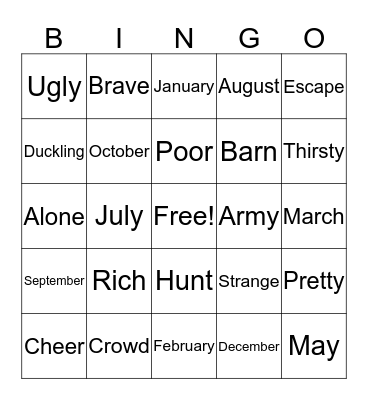 Robin Hood Bingo Card