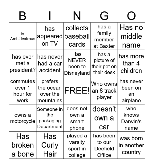 Can you find someone who... Bingo Card