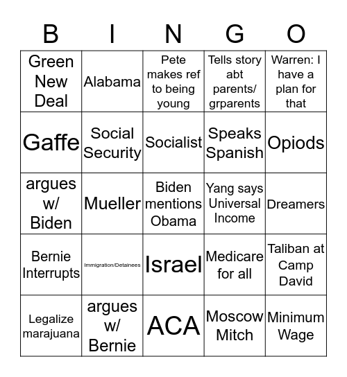Debate  Bingo Card