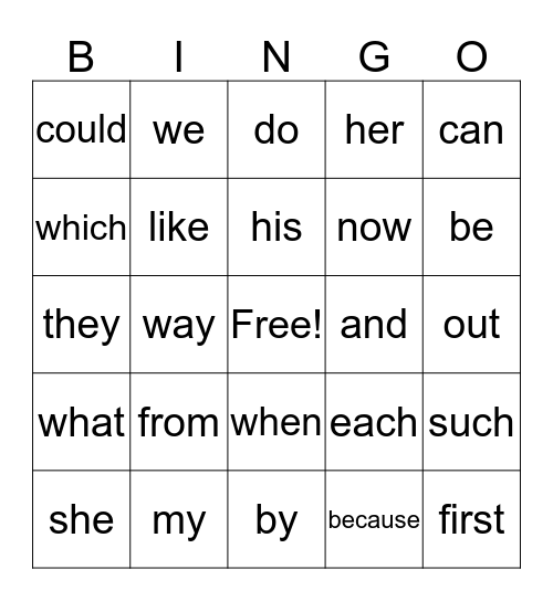 Zeno Words Bingo Card