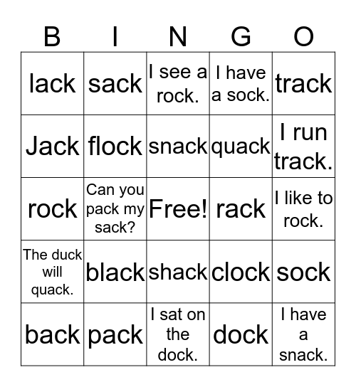 -ck Bingo Card