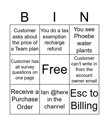 COTC Support Bingo! Bingo Card