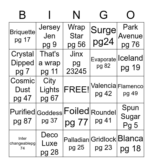 Lia Sophia Blingo Bingo Card