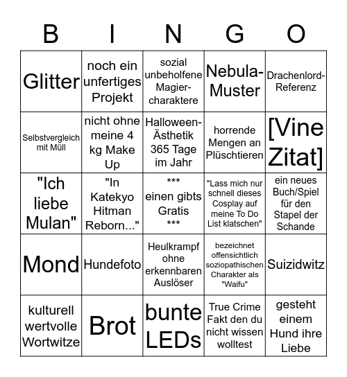 Khaos Bingo Card