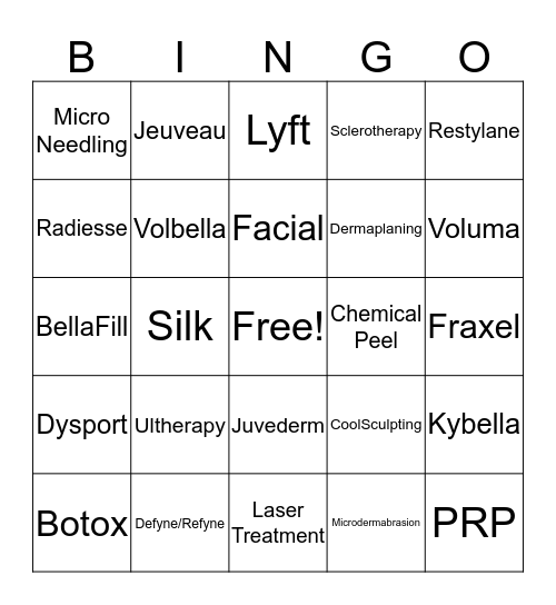 Georgia Dermatology Partners Cosmetics Bingo Card