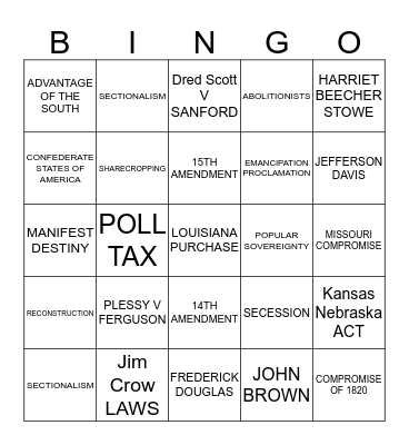 THE CIVIL WAR Bingo Card