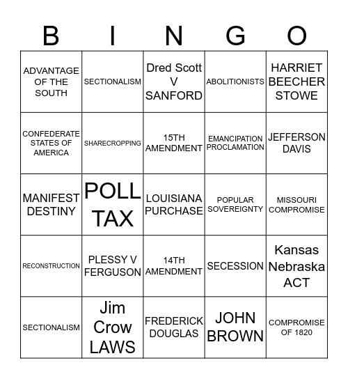 THE CIVIL WAR Bingo Card