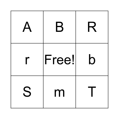 Letter Bingo Card
