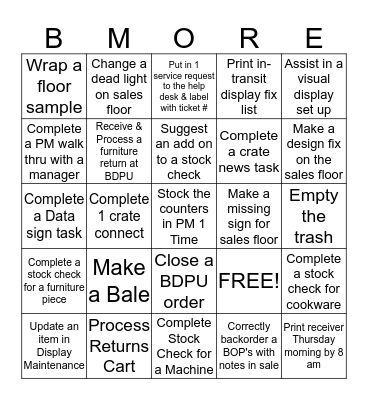 Towson Merch Team Bingo Card