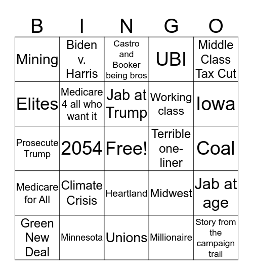 Dem Bingo Card