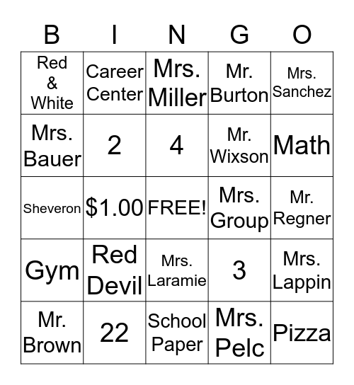 VVS Bingo Card