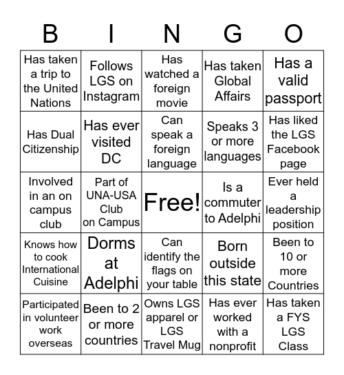 LGS BINGO Card