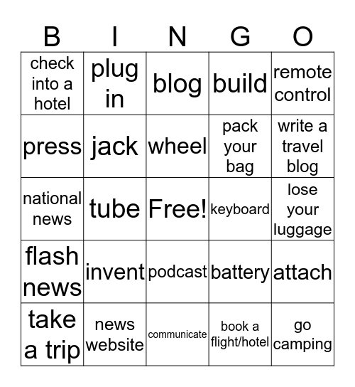 English vocabulary review Bingo Card