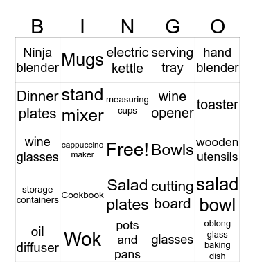 Emily's Bridal Shower Bingo Card