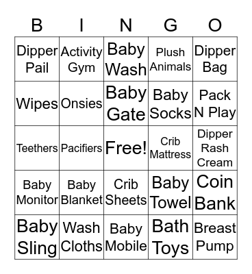 Baby Gift Bingo Card