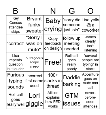 OR 16 Meeting Bingo Card