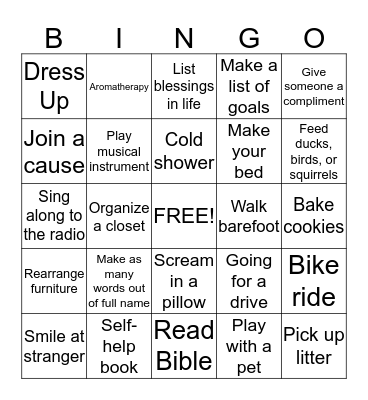 Coping Skills BINGO Card