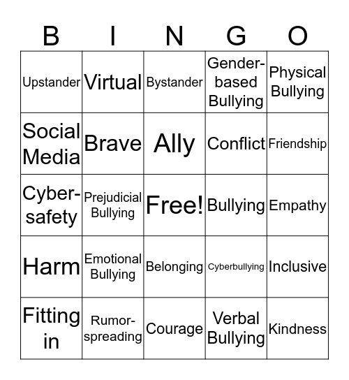 Take A Stand Bingo!  Bingo Card