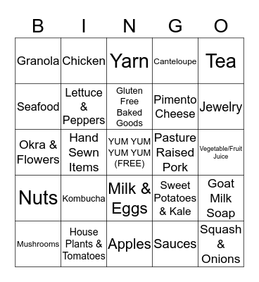 FARMERS MARKET Bingo Card