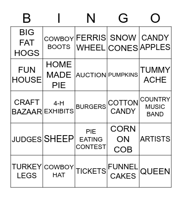 COUNTY FAIR Bingo Card