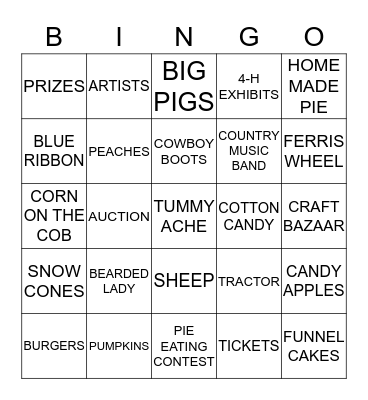 TOOELE COUNTY FAIR Bingo Card