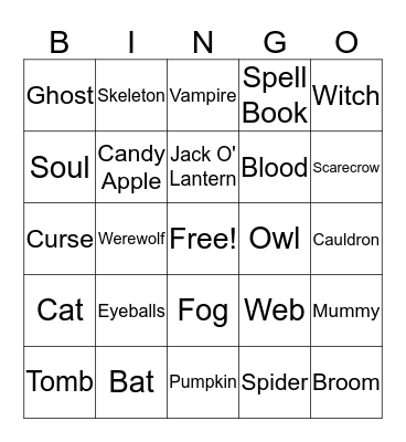 Halloween BINGO Card