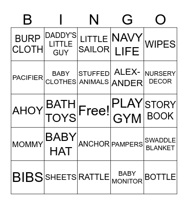BABY SHOWER BINGO Card