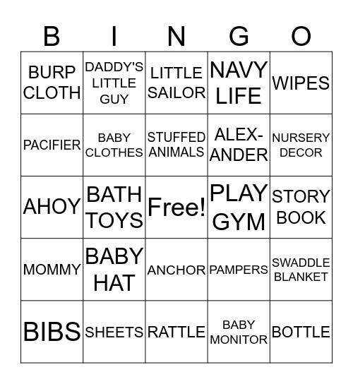 BABY SHOWER BINGO Card