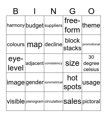 Unit 3 - Display Merchandise Bingo Card