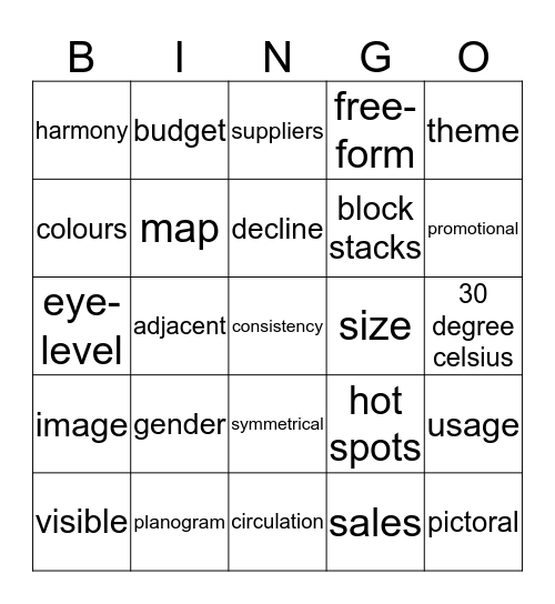 Unit 3 - Display Merchandise Bingo Card
