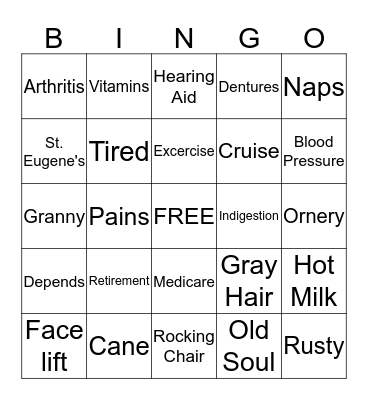 O V E R     T H E     H I L L     B I N G O Bingo Card