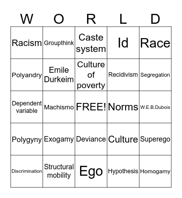 Ready...Set...WORLD!!!! Bingo Card