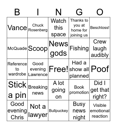 TRMS Bingo Card