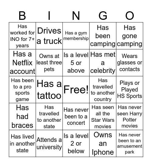 Untitled Bingo Card